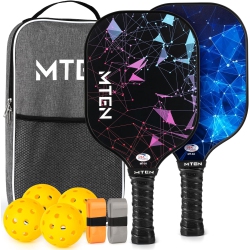 MTEN Usapa Approved Fiberglass Pickleball Paddle Set – Lightweight, Durable Rackets for Men & Women – Complete Pickleball Set for Indoor &