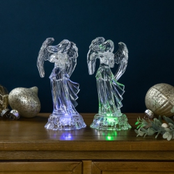 NORTHLIGHT Led Lighted Color Changing Angel Acrylic Christmas Decorations - 9" - Set Of 2