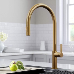 KRAUS Kpf-2821Bb Oletto High-Arc Single Handle Pull-Down Kitchen Faucet, 21 Inch, Brushed Brass
