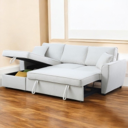 COSMIC HOMES CANADA Cosmic Homes Sleeper Sofa Bed – Light Sectional Sofa, Polyester Fabric Cover Pull-Out Bed, Futon, Pull Out Couch In Beige