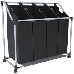 VIDAXL Laundry Sorter With 4 Bags Grey In Black