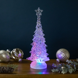 NORTHLIGHT Led Lighted Acrylic Christmas Tree With Star Decoration - 12" - Multicolor Lights