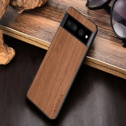 KEEGUARD Premium Wood Pattern Bamboo Luxury Pu Leather Case for Google Pixel 8 - Stylish Protective Cover