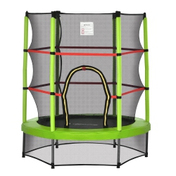 OUTSUNNY 55" Kids Trampoline With Enclosure Net Steel Frame Indoor Round Bouncer Rebounder Age 3 to 6 Years Old In Green