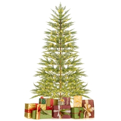 COSTWAY 6.5 Ft Pre-Lit Christmas Tree Hinged With 470 Pe Branch Tips Timer & 430 Lights