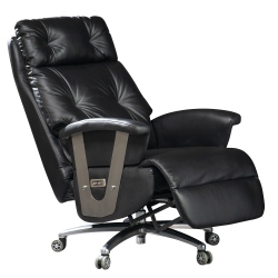 KINNLS Freya Power Recliner Chair With Footrest Genuine Leather (Black-Double Motor Button)