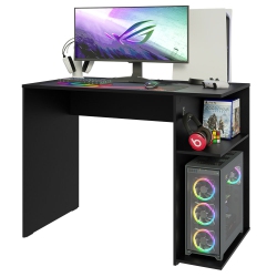 MADESA Gaming Computer Desk 39 Inch With 2 Shelves And Headphone Hanger Wooden Sturdy Home Office Table for Kids And Adults - In Black