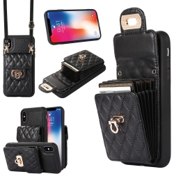 GENERIC Phone Case for Iphone Xs Max Wallet Cover With Credit Card Holder Shoulder Crossbody Strap Long Lanyard Leather