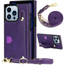 GENERIC for Iphone 13 Mini Wallet Case for Women, Removable Adjustable Strap Crossbody Card Holders Cover Neck Strap In Multicolor