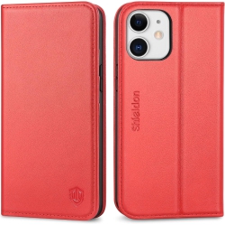 GENERIC Iphone 12 Mini Case, Genuine Leather Iphone 12 Mini Wallet Case, Credit Card Holder + Rfid Blocking Kickstand