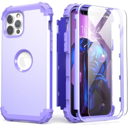 GENERIC Iphone 12 Pro Max Case With Tempered Glass Screen Protector, Hybrid 3 In 1 Shockproof Slim Fit Heavy Duty