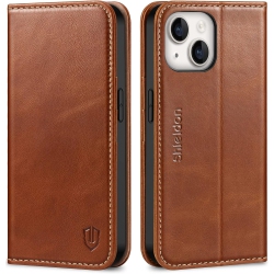GENERIC Case for Iphone 14 6.1" 2022, Genuine Leather Iphone 14 Wallet Case With Kickstand Rfid Blocking Credit Card