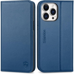 GENERIC Case for Iphone 14 Pro Max 6.7 Inch, Genuine Leather Wallet Case Rfid Blocking Credit Card Holder Magnetic