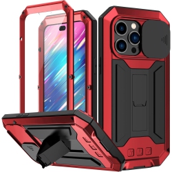 GENERIC for Iphone 14 Pro Max Case, Shockproof Hard Case Aluminum Metal Gorilla Glass Military Heavy Duty Sturdy Protector Cover