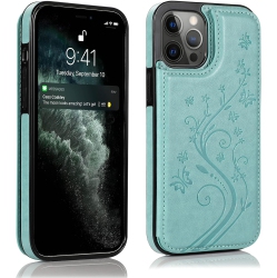 GENERIC for Iphone 11 Pro Case, Embossed Butterfly Wallet Phone Case With Card Holder, Kickstand And Magnetic Closure