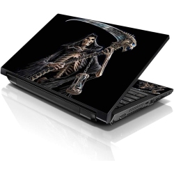 LSS 15 15.6 Inches Laptop Notebook Skin Sticker \w 2 Wrist Pads - Reusable Cover Protector Vinyl Sticker Cover Decal Fits 13" - 16" - Reaper Skull
