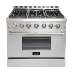 CROWN 36"" Professional Stainless Steel 5.2 Cu. Ft. Oven, Dual Fuel Gas Range Ard3601