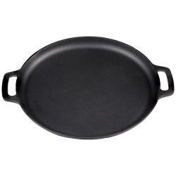 SUNNYDAZE DECOR Sunnydaze Seasoned Cast Iron Pizza Pan With Handles - 13.75-Inch