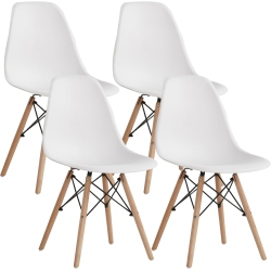 AYKAH Modern Chair Set Of 4 - Dining Chair With Wood Legs - Dining Chairs Of Plastic Seat - Kitchen Chair - Dining Room Chair - Pre Assembled