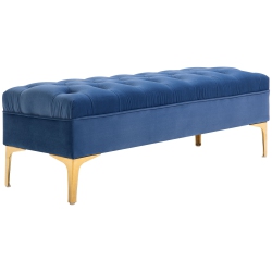 HOMCOM Velvet Upholstered Bench Seat, End Of Bed Bench, Entryway Shoe Bench With Button Tufted And Metal Legs for Living Room, Bedroom, Dining Room