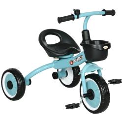 QABA Tricycle for Toddler 2-5 Year Old Girls And Boys, Toddler Bike With Adjustable Seat, Basket, Bell In Blue