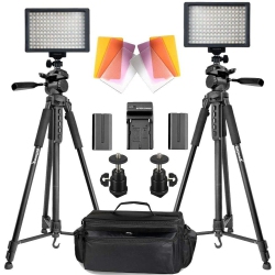 ULTIMAXX 2X 75" Tripods, Led Lights, Batteries And Case for Youtube Vlogging Studio