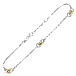AVERA GROUP 14K Gold And Sterling Silver Triple Ring Stationed Anklet In Yellow