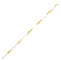 AVERA GROUP 14K Gold Anklet With Fancy Diamond Shape Filigree Stations In Yellow