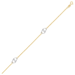 AVERA GROUP 14K Two Tone Entwined Heart Stationed Anklet In Gold