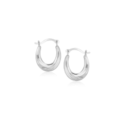 RCJ 10K Gold Oval Hoop Earrings In White