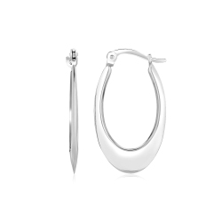 RCJ 14K Gold Polished Graduated Oval Hoop Earrings In White