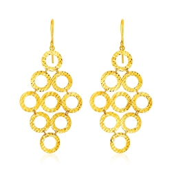 RCJ 14K Gold Earrings With Textured Open Circle Motifs In Yellow
