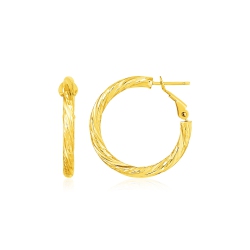 RCJ 14K Gold Petite Twisted Round Hoop Earrings In Yellow