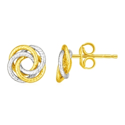 RCJ 14K Two Tone Love Knot Earrings In Gold
