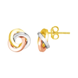 RCJ 14K Tri Color Love Knot Earrings In Gold