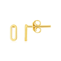 RCJ 14K Gold Paperclip Link Stud Earrings In Yellow