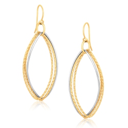 RCJ 14K Two Tone Textured Triple Oval Shape Drop Earrings In Gold