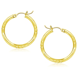RCJ 14K Gold Diamond Cut Hoop Earrings (25Mm) In Yellow