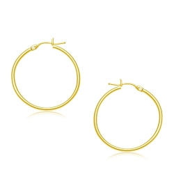 RCJ 10K Gold Polished Hoop Earrings (30 Mm) In Yellow