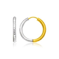 RCJ 14K Two-Tone Hinge Hammered Hoop Earrings In Gold