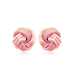 RCJ 14K Rose Love Knot With Ridge Texture Earrings In Gold
