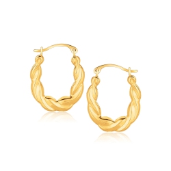 RCJ 10K Gold Oval Twist Hoop Earrings In Yellow