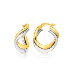 RCJ 14K Two Tone Earrings In Fancy Double Twist Style In Gold