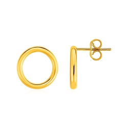 RCJ Open Circle Post Earrings In 14K Gold In Yellow