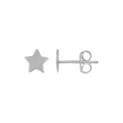RCJ 14K Gold Post Earrings With Stars In White