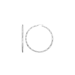 RCJ Sterling Large Hoop Earrings With Hammered Texture In Silver