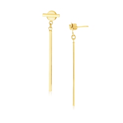RCJ 14K Gold Modern Disc And Bar Drop Earrings In Yellow