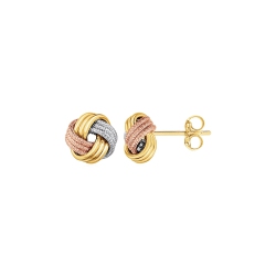 RCJ Love Knot Post Earrings In 14K Tri Color In Gold