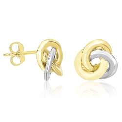 RCJ 14K Two-Tone Shiny Intertwined Open Circle Earrings In Gold
