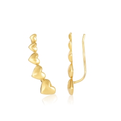 RCJ 14K Gold Graduated Heart Climber Style Stud Earrings In Yellow